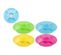PMS 834051 Assorted Round Party Chip N Dip Platter-1 Pack, Plastic