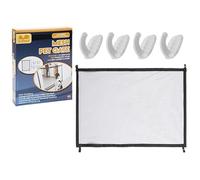 PMS 879041 Portable Mesh Pet Gate: Ideal for Household Use, White, 7 Pieces, Mesh Magic Pet Dog Gate for Doorways, Stairs, Hallways, Indoors/Outdoors,Perfect for Pets