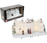 PMS Battery Operated Light Up Resin White House Christmas Scene
