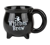 PMS Black Witches Brew Cauldron Mug - Halloween Cauldron-Shaped Coffee Cup for Hot Drinks - Novelty Stoneware Mug for Witchy Decor, Autumn Gifting and Spooky Tea Time