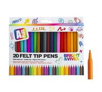 PMS Bright & Vivid Assorted Colour Felt Tip Pens - Pack of 20