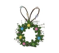 PMS Bunny Head Wreath Decoration - 19cm x 30cm Easter Hanging Wreath with Floral Accents - Springtime Home & Door Decor - Festive Gift for Easter Celebrations