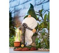 PMS Charming & Weatherproof Solar Gonk Gnome Statue Pumping Water with Solar Powered Water Lights Multi