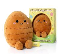 PMS Chocolate Easter Egg Plushie, Huggable Easter Treat, Soft Toy with Embroidered Face