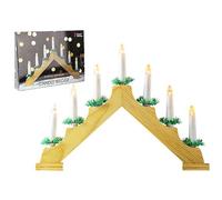PMS Christmas Decoration Wooden 40cm Battery LED 7 Light Candlebridge - Warm White