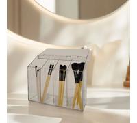 PMS Clear Acrylic Make Up Brush Holder With Lid 4 Compartment Cosmetic Tidy 25Cm