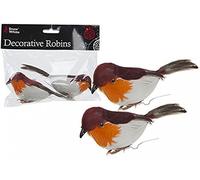 Decorative Robins/ Pack Of 2 In Polybag & Header Card. - Christmas Decoration - christmas decoration birds tree robins 2 x wire model artificial