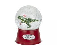 PMS Dinosaur Water Globe with Wind Up Music - 10cm Musical Snow Globe Featuring Festive T-Rex Design - Fun Christmas Ornament & Seasonal Decoration