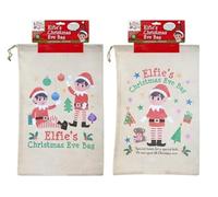 PMS Drawstring Elf Christmas Eve Bag Sack Stocking - 55cm x 36cm