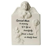 PMS Eternal Special Mum Memorial Grave Vase, White with Cherub Design, Outdoor Flower Holder