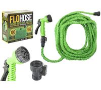 PMS Garden Hose FloHose - Length 30m/100ft Expandable Hose with Multiple Spray Settings. Garden Hose Spray Gun. High Pressure Hose Attachment. Garden Tools. Car Washing Kit