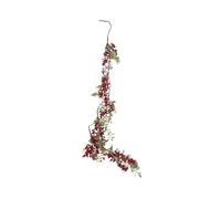 PMS Garland with Red Berries & Green Leaves 120cm - Festive Christmas Garland with Hand-Wrapped Stem - Traditional Seasonal Decoration for Mantelpieces, Stairs, and Displays