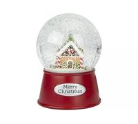 PMS Gingerbread House Water Globe with Wind Up Music - 10cm Musical Snow Globe with Festive Scene - Traditional Ornament for Christmas Decoration & Display