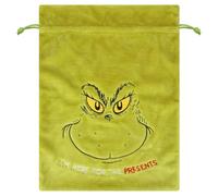 PMS Grinch Plush Fabric Santa Sack 70cm x 50cm - Official Licensed Christmas Bag for Presents - Soft Green Drawstring Sack with Iconic Grinch Design - Fun Festive Accessory for Seasonal Celebrations