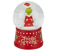PMS Grinch Resin Snow Globe 10cm - Official Licensed Festive Decoration with “Feeling Grinchy” Base - Collectable Christmas Ornament with Glittering Snow Effect - Seasonal Display Piece