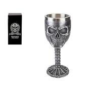 PMS Gunmetal Skull Goblet - Gothic Black & Silver Stainless Steel Chalice - Perfect for Halloween, Pirates & Gothic Gifts