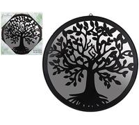 PMS Hanging Garden Mirror Tree of Life Design - Round Outdoor Wall Mirror with Metal & PVC Frame - Decorative Nature-Inspired Garden Feature for Fence, Patio & Balcony