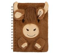PMS Highland Cow Plush A5 Notebook with Soft Fur Cover 80 Sheets