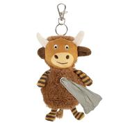 PMS Highland Cow Design Plush Dog Poo Bag Holder with 20 Bags on Keyring, 15cm Brown Fleece Dog Waste Bag Dispenser