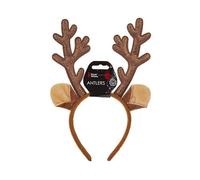 PMS International Ltd Pair of BROWN GLITTER Cute Christmas REINDEER ANTLERS, One size fits most