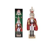 PMS King Wooden Nutcracker Soldier Hand Painted Christmas Decoration Figurine Traditional Premium Home Xmas Ornament Fireplace 42cm