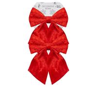 PMS Luxury Velvet Fabric Bows Pack of 2 Red - 12cm x 13cm Decorative Velvet Bows for Trees, Wreaths, Garlands, Hampers, and Seasonal Displays