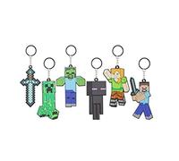 PMS Minecraft Keyring, Sword, Enderman, Steve, Zombie, Alex, Creeper Keychain Assorted - only one keyring will be sent at random (13282)