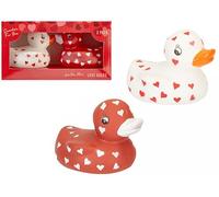 PMS Pack of 2 Heart Rubber Ducks Red and White - Valentine Love Rubber Duck Bath Toys 8cm - Cute Romantic Novelty Ducks for Valentines Day Birthday Gift Party Decoration