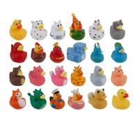PMS Pack of 24 Printed Novelty PVC Ducks - 7 cm Assorted Designs Including Animals, Aliens, Unicorns, Robots & More - Fun Bath Toys and Party Fillers