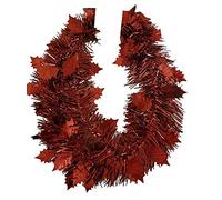 PMS PACK OF 3-2.4 Metre Length (8FT) Holly Leaf Tinsel Garland In Dark Red/Bur...
