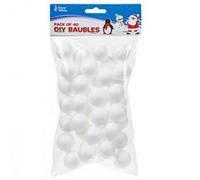 PMS Pack Of 40 Polyfoam White Baubles Make Your Own Christmas Tree Decorations 2.6Cm