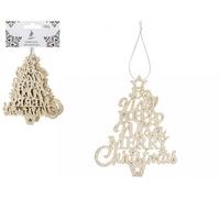 PMS Pack Of 6 Hanging Champagne Gold Glitter Trees For Christmas Decorations