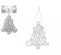 PMS Pack Of 6 Hanging Silver Glitter Trees For Christmas Decorations