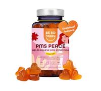 PMS Peace Gummies with Saffron and B Vitamins for Women, Vegan Formula for Premenstrual Support, 60 Gummies. BE SO HAPPY