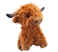 PMS Plush Highland Cow Soft Toy - 23cm Adorable Brown Highland Cattle Plushie - Fluffy & Cuddly Stuffed Animal for Gifting & Collectors