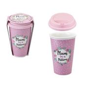 PMS Porcelain Double Walled Coffee Cup Pink Mum in a Million Design Mother's Day Present Gift Love Birthday Hot Drinks Tea 330ml