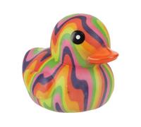 PMS Rainbow Rubber Duck - 15 cm PVC Floating Bath Toy - Bright Multicolour Duck for Kids, Pool Play and Novelty Gift Ideas