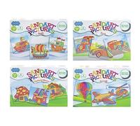 PMS Sand Art Decoration Set (1 Set) - 4 Unique Assorted Designs - On The Road, Aircraft, Fantasy, Houses and Boats, Perfect for Creative Craft Enthusiasts