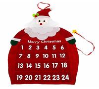 PMS Santa Shape Christmas Felt Wall Hanging Advent Calendar with Pockets