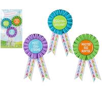PMS Set of 3 Easter Winner Rosettes - Fun Party Reward Badges with Colourful Ribbons - Egg Hunt Champion, Most Egg-streme & Eggstra-ordinary - Perfect for Easter Games & Competitions