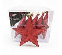 PMS SET OF 6 10CM STAR DECORATIONS IN PVC BOX RED