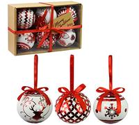 PMS SET OF 6 75MM POLYFOAM BAUBLES CRAFT W/BOX METALLIC RED