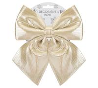PMS Shiny Fabric Bow 20cm x 24cm Gold - Large Decorative Bow with Shiny Finish - Christmas Tree, Wreath, Garland, Hamper, and Display Decoration