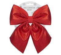 PMS Shiny Fabric Bow 20cm x 24cm Red - Large Decorative Bow with Shiny Finish - Christmas Tree, Wreath, Garland, Hamper, and Display Decoration