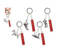 PMS Silver & Red 3D Monopoly Token Keyring With Charm - 4cm (1 Count) - Assorted Designs - Stylish & Collectible Accessory