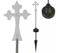 PMS Solar Cross for Cemetery Grave Grave Crosses for Cemetery Memorial Stake Solar Lights Waterproof Outdoor Garden Stake Cross for Graveyard Decorations, 16 Inches Long