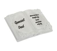 PMS 19cm Special Dad Grey Bible Design Plaque Memorial Stone, Sentimental Message, Grey Polyresin Memorial Plaque Ornament, Indoor Outdoor Remembrance Gravestone Decoration Father's Day Anniversary