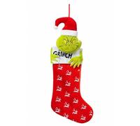 The Grinch Christmas Stocking Fillers - Large 72cm Stocking with 3D Plush Grinch Head. Festive Holiday Christmas Decorations & Gift Holder, for Kids