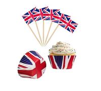 PMS Union Jack Cupcake Cases & Flags Toppers Kings Coronation 24 Piece Cupcake Set