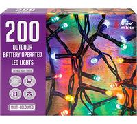 PMS VFM - 200 Led Battery Powered Outside Christmas Lights - 8 Function Multicoloured String Lights with 6 Hour Timer, Suitable for Indoor & Outdoor (3Xaa Required)